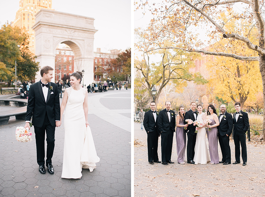 Wedding at Alger House in the West Village, Manhattan.  Photos in Washington Square Park.  Photos by Kelly Kollar Photography.