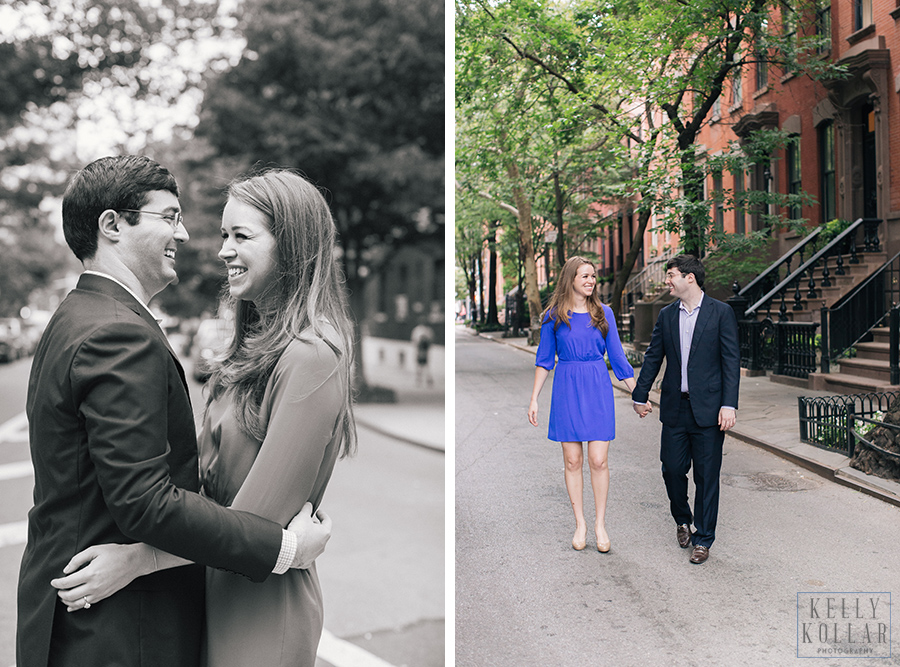Engagement session in Manhattan, NYC, New York, West Village, Brooklyn Bridge by Kelly Kollar Photography.