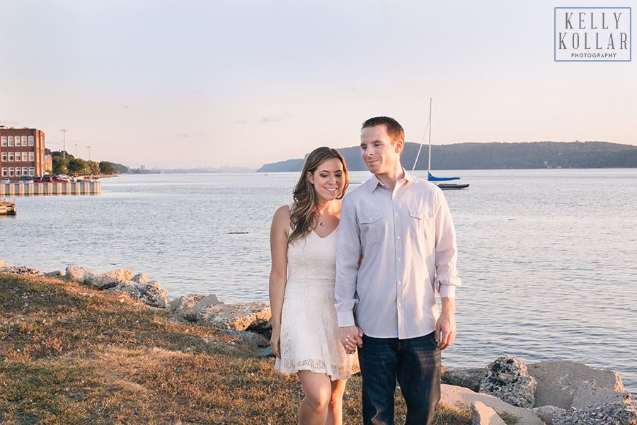 Engagement session at Lyndhurst Castle and on the Hudson River in Irvington, New York.
