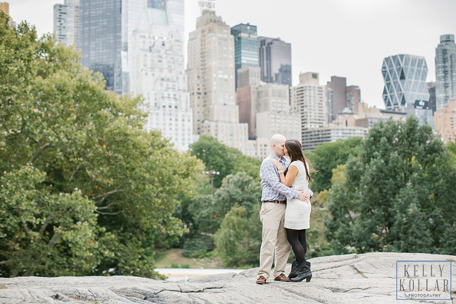 Engagement Session in Central Park including Bethesda Terrace, Poet's Walk and 59th Street. By Kelly Kollar Photography.