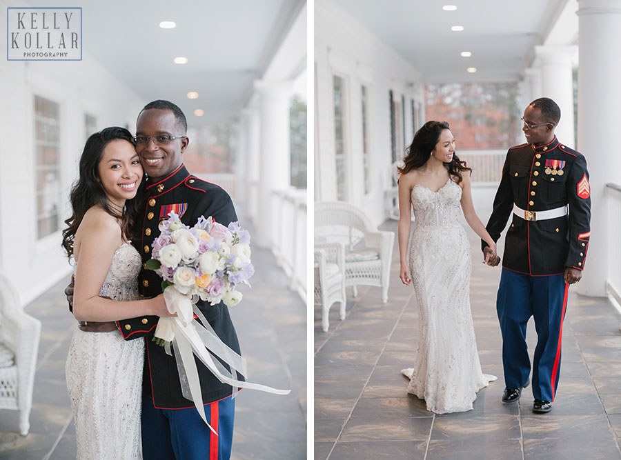 Filipino and Trinidadian Marine Corps wedding at the Carriage House in Galloway, New Jersey. Photos by Kelly Kollar Photography.