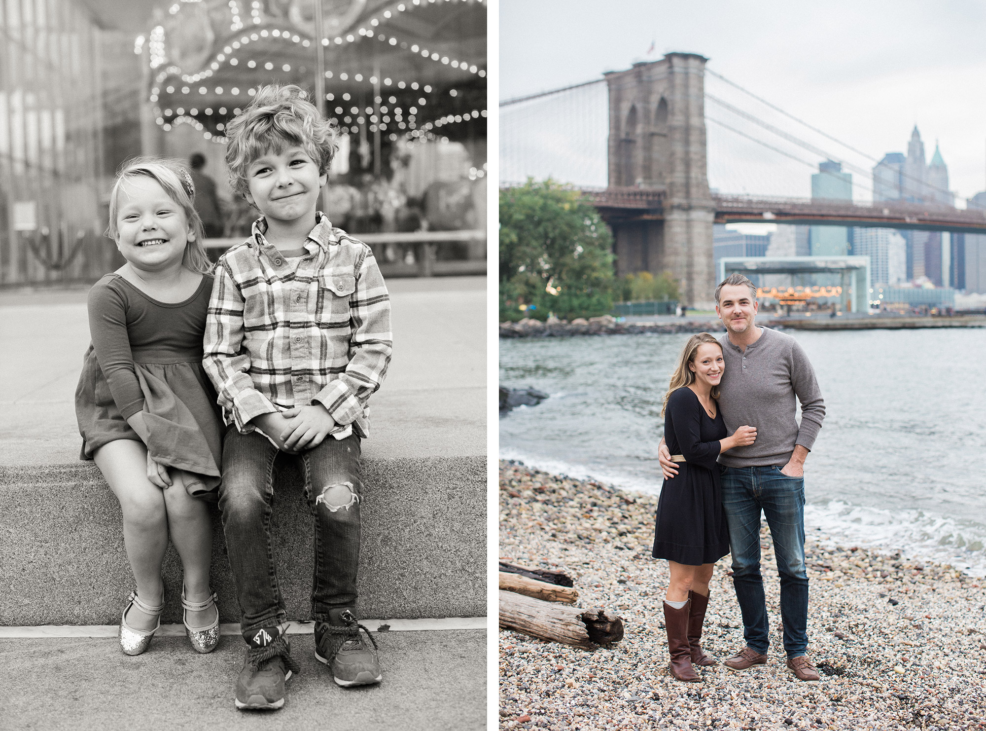 Family session in Brooklyn Bridge Park in New York.  Photos by Kelly Kollar Photography.