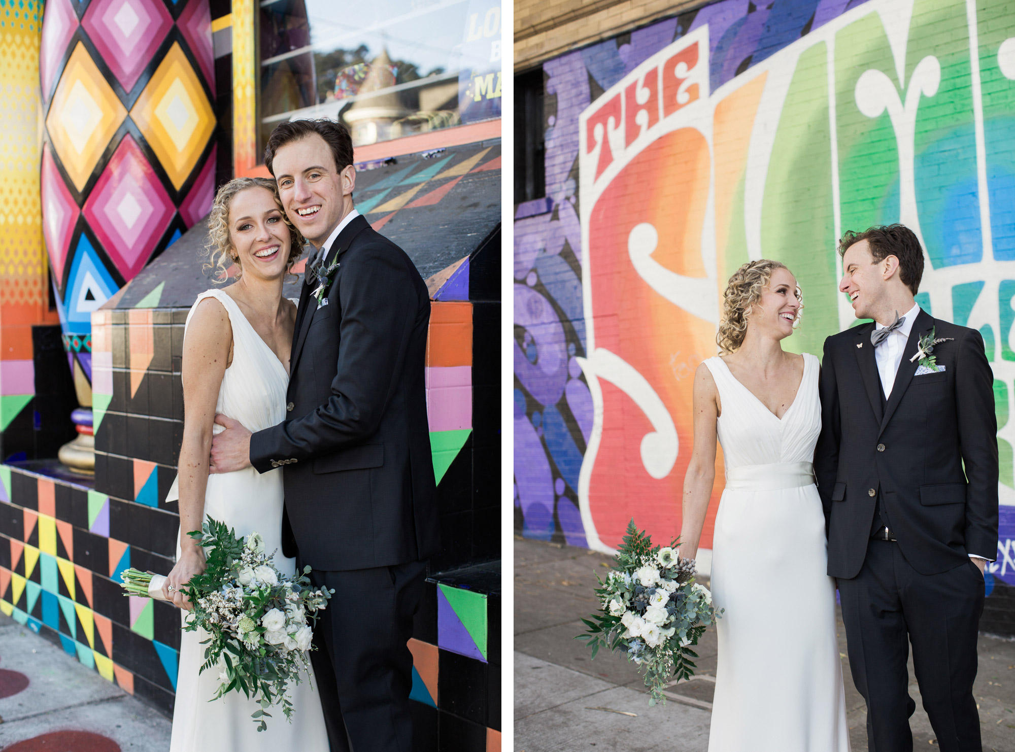 Wedding in San Francisco with photos in Baker Beach and the Haight Ashbury. 