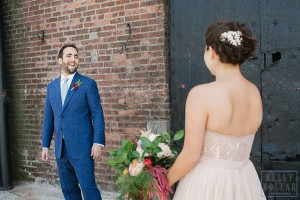 Industrial, modern wedding at Liberty Warehouse in Red Hook, Brooklyn. By Kelly Kollar Photography.