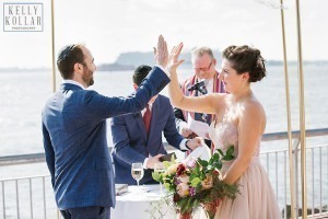 Industrial, modern wedding at Liberty Warehouse in Red Hook, Brooklyn. By Kelly Kollar Photography.
