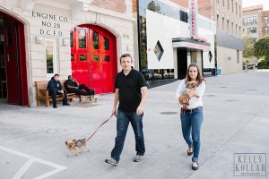 Engagement in Washington DC, including Cleveland Park, Kennedy Center, FDR Memorial, Washington Monument, Jefferson Monument. Photos by Kelly Kollar Photography.