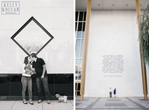 Engagement in Washington DC, including Cleveland Park, Kennedy Center, FDR Memorial, Washington Monument, Jefferson Monument. Photos by Kelly Kollar Photography.