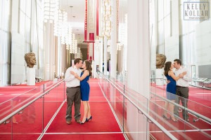 Engagement in Washington DC, including Cleveland Park, Kennedy Center, FDR Memorial, Washington Monument, Jefferson Monument. Photos by Kelly Kollar Photography.