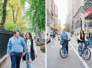 Rainy engagement on the Brooklyn Bridge and Gramercy Park in Manhattan. Photos by Kelly Kollar Photography.