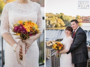 Fall, autumn wedding at Diamond Mills Hotel in Saugerties, New York. Photos by Kelly Kollar Photography.