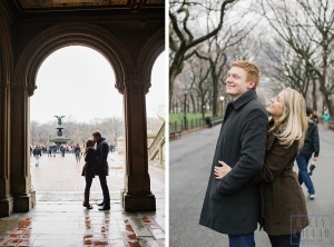 Winter, holiday engagement session in Central Park in Manhattan, New York. Photos by Kelly Kollar Photography.