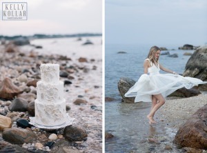 Wedding, bridal inspiration shoot on the seaside in the Hamptons. Photos by Kelly Kollar Photography.
