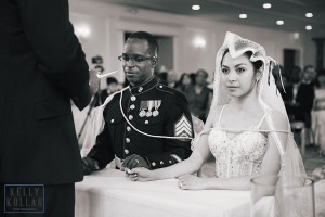 Filipino and Trinidadian Marine Corps wedding at the Carriage House in Galloway, New Jersey. Photos by Kelly Kollar Photography.