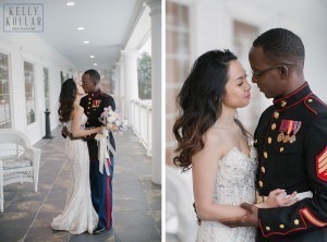 Filipino and Trinidadian Marine Corps wedding at the Carriage House in Galloway, New Jersey. Photos by Kelly Kollar Photography.