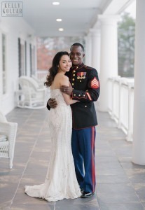 Filipino and Trinidadian Marine Corps wedding at the Carriage House in Galloway, New Jersey. Photos by Kelly Kollar Photography.