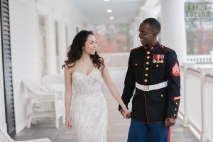 Filipino and Trinidadian Marine Corps wedding at the Carriage House in Galloway, New Jersey. Photos by Kelly Kollar Photography.