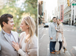 Engagement photos around Manhattan including Madison Square Park and Flatiron Room Bar. Photos by Kelly Kollar Photography.