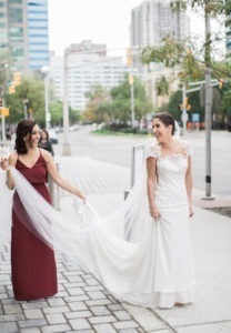Rainy wedding at Church of St Francis Xavier in Manhattan, portraits in Washington Square Park and reception at Liberty House in Jersey City. Photos by Kelly Kollar Photography.