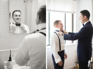 Rainy wedding at Church of St Francis Xavier in Manhattan, portraits in Washington Square Park and reception at Liberty House in Jersey City. Photos by Kelly Kollar Photography.