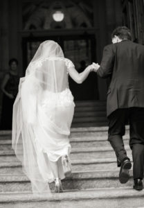 Rainy wedding at Church of St Francis Xavier in Manhattan, portraits in Washington Square Park and reception at Liberty House in Jersey City. Photos by Kelly Kollar Photography.