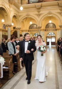 Rainy wedding at Church of St Francis Xavier in Manhattan, portraits in Washington Square Park and reception at Liberty House in Jersey City. Photos by Kelly Kollar Photography.