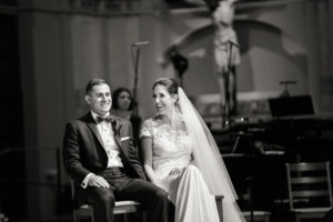 Rainy wedding at Church of St Francis Xavier in Manhattan, portraits in Washington Square Park and reception at Liberty House in Jersey City. Photos by Kelly Kollar Photography.