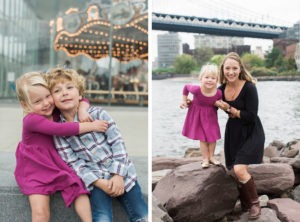 Family session in Brooklyn Bridge Park in New York. Photos by Kelly Kollar Photography.