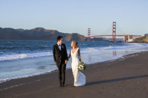 Wedding in San Francisco with photos in Baker Beach and the Haight Ashbury.