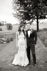 Black and White portrait of a bride and groom at their wedding at Hamilton Farm Golf Club in New Jersey. Photo by Kelly Kollar Photography.
