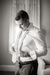 A groom gets ready for his wedding in New Jersey. Photo by Kelly Kollar Photography.