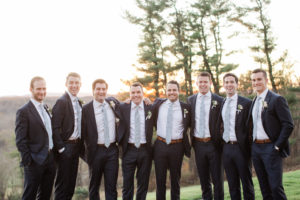 A groom and his groomsmen at The Mansion at Natirar in New Jersey. Photo by Kelly Kollar Photography.
