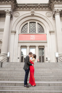 An engagement session on the steps of The Met in Manhattan. Photo by Kelly Kollar Photography.