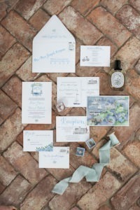 A custom wedding invitation for a wedding at Peconic Bay Yacht Club in the North Fork in New York. Photo by Kelly Kollar Photography.