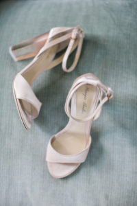 A pair of Monique Lhuillier shoes. Photo by Kelly Kollar Photography.