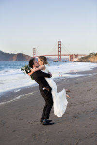A bride and groom on their wedding day in San Francisco. Photo by Kelly Kollar Photography.